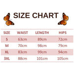 size chart for feathered butterfly leggings