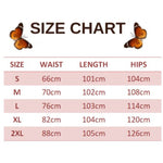 size chart for purple butterfly sweatpants with elastic waistband