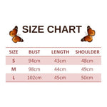 size chart for embroidered butterfly cardigan