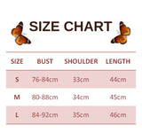 size chart for Green Butterfly Crop Top