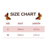 size chart for butterfly kimono geisha