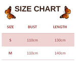 size chart for traditional butterfly kimono