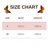 size chart for peony and butterfly kimono robe
