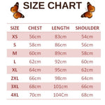 size chart for Butterfly Sleeve Kimono