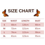 size chart for long white butterfly dress