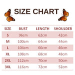 size chart for thousands of butterfly sweatshirt