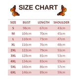 size chart for light coral butterfly hoodie