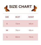 size chart for Purple Butterfly Corset Top