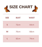 size chart for Purple Butterfly Corset Top