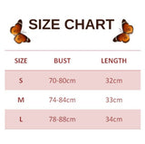 size chart for Butterfly Halter Crop Top