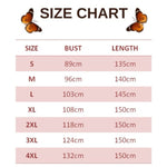 size chart for silky butterfly kimono