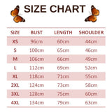 size chart for light pink butterfly sweatshirt