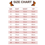 size chart for white butterfly dress