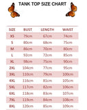 tank top size chart for pink butterfly legging set