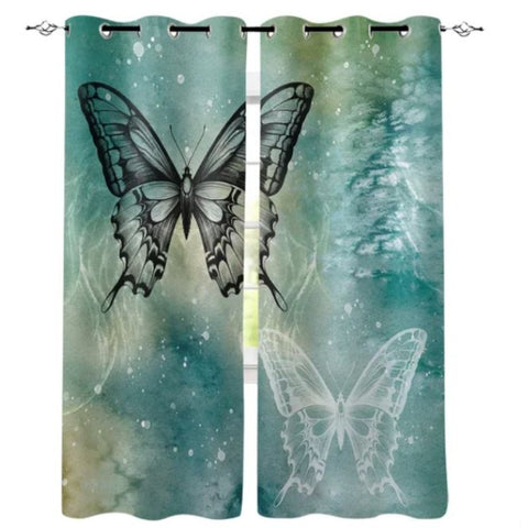 teal butterfly curtains