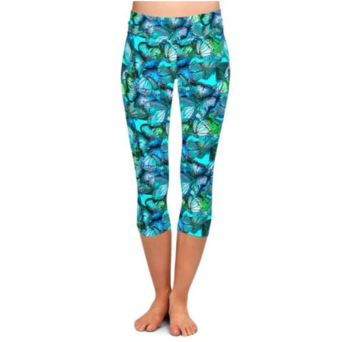 turquoise butterfly leggings