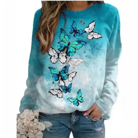 turquoise butterfly sweater