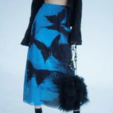 y2k blue butterfly skirt