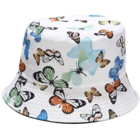 white butterfly bucket hat