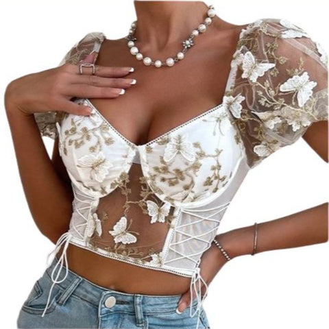 White Butterfly Corset Top