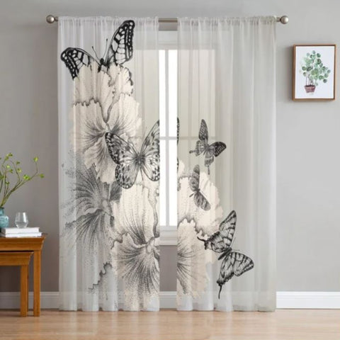white butterfly curtains
