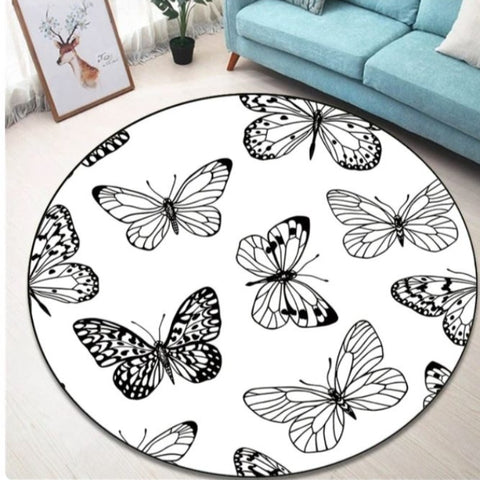 white butterfly rug