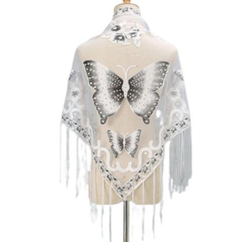 white butterfly scarf