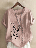 pink linen butterfly t shirt