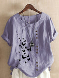 purple linen butterfly t shirt
