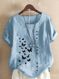 blue linen butterfly t shirt