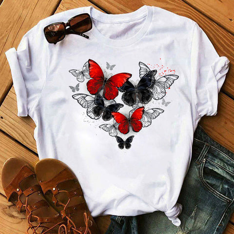 red butterfly t shirt