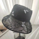 black cheap butterfly bucket hat
