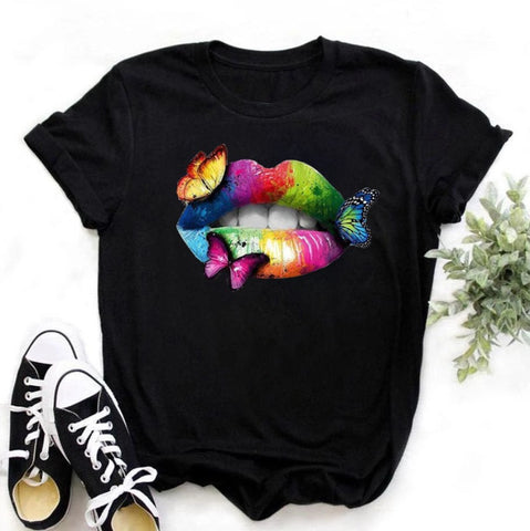 mouth butterfly t shirt