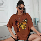 brown double face butterfly t shirt