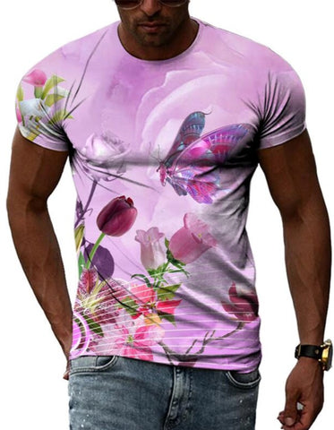 roses and red butterfly t shirt