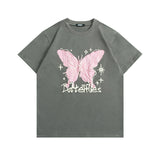 grey butterfly t shirt embroidered
