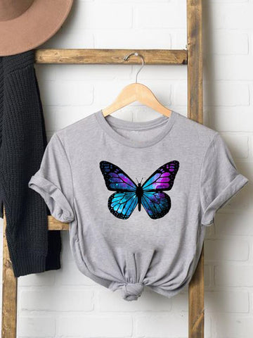 sky blue butterfly t shirt