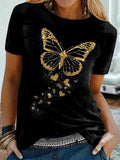 golden butterfly black t shirt