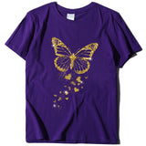 golden butterfly purple t shirt