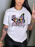 white antisocial butterfly t shirt