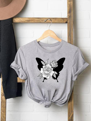 peony butterfly t shirt