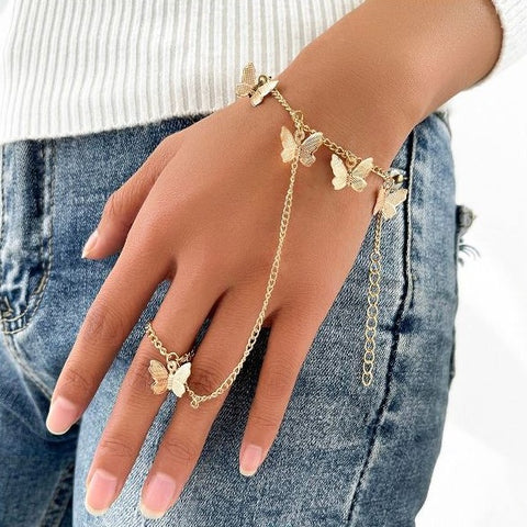 aesthetic butterfly ring bracelet