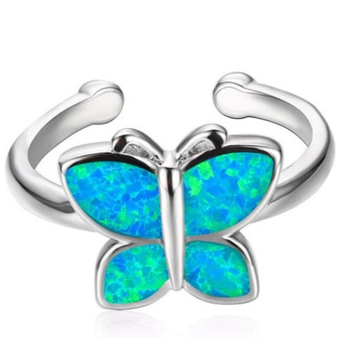 blue opal butterfly engagement ring