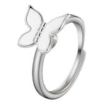 butterfly spinner ring - grey cabbage white