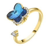 butterfly spinner ring - yellow holly blue