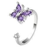 butterfly spinner ring - purple satyr