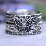 5 pieces butterfly stacking ring