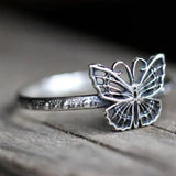 butterfly stacking ring silver