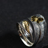 dainty feather butterfly ring