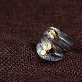 grey feather butterfly ring